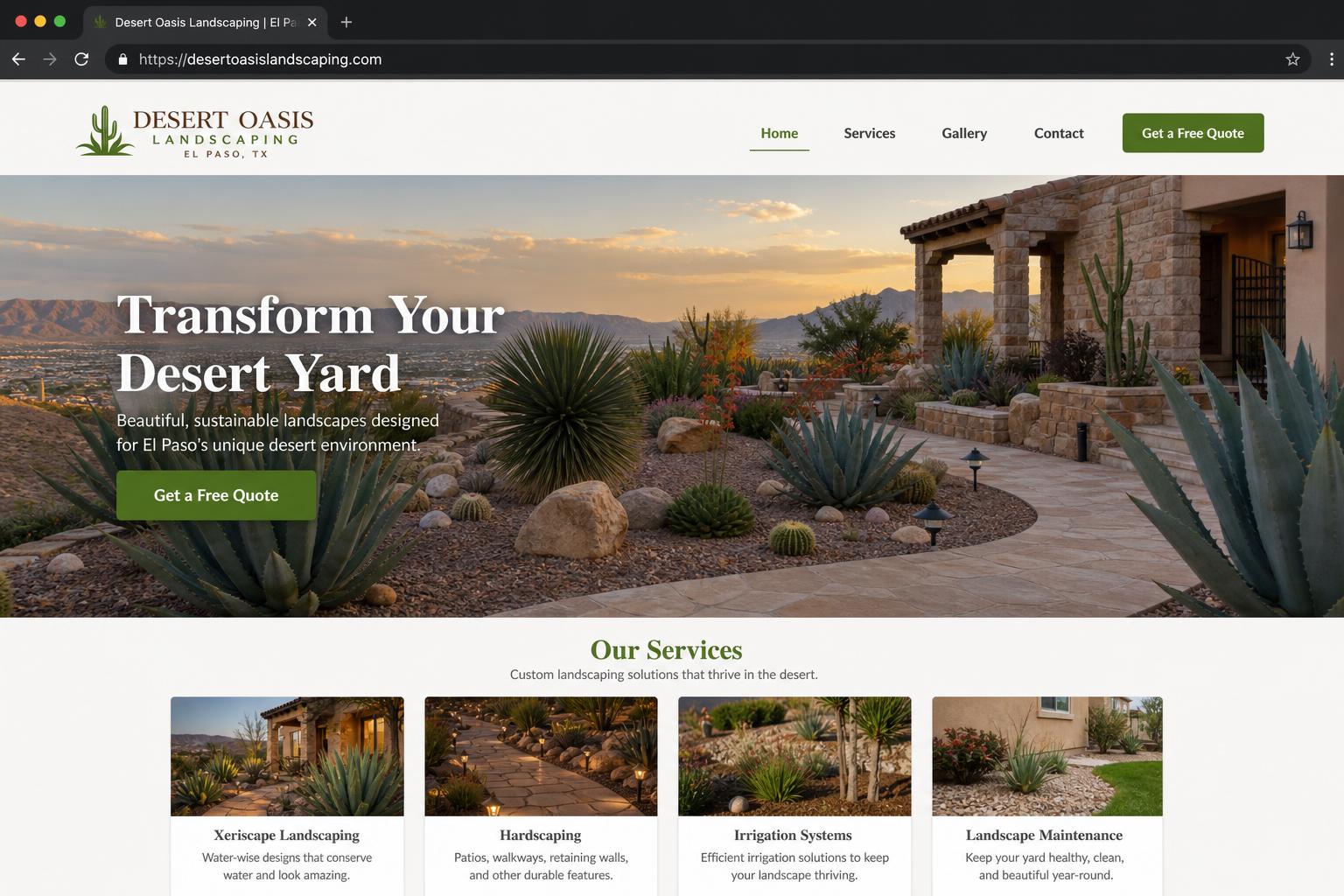 Desert Oasis Landscaping website preview